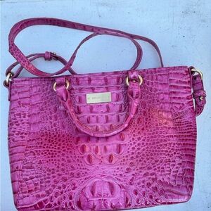 Brahmin Pink Croc-Embossed Shoulder Bag with matching wallet